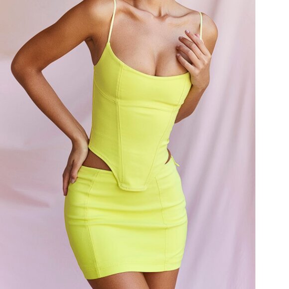 House of CB Dresses & Skirts - House of CB 'Nisha' Neon Sculpting Mini Skirt NWOT